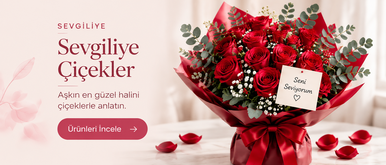 Sevgiliye çiçekler